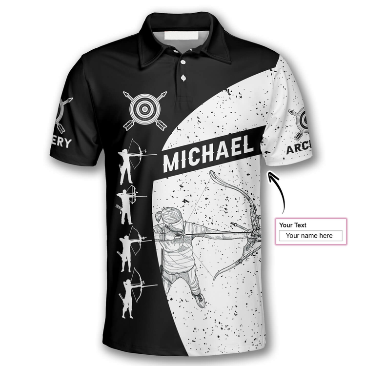 Frenzidea Archery Silhouettes Black White Version Personalized Name Shirt