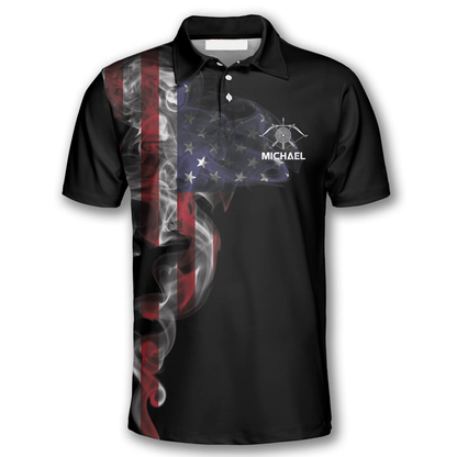 Frenzidea Smoky US Flag Archery Personalized Unisex Shirt