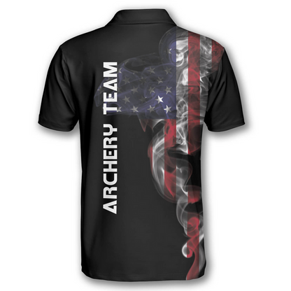 Frenzidea Smoky US Flag Archery Personalized Unisex Shirt
