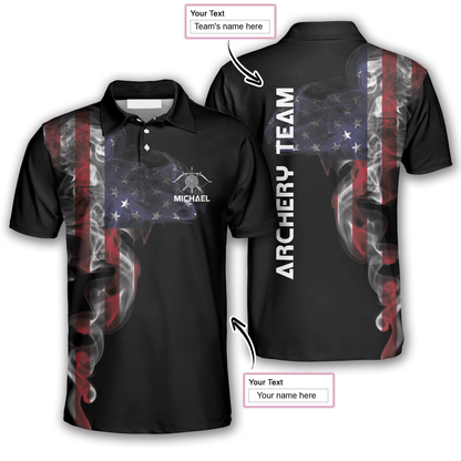 Frenzidea Smoky US Flag Archery Personalized Unisex Shirt