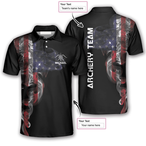 Frenzidea Smoky US Flag Archery Personalized Unisex Shirt