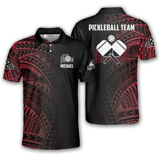 Frenzidea Personalized Name, Team Name Black And Red Tribal Pickleball 3D Shirt