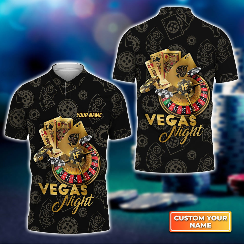 Frenzidea Vegas Night In Casino Personalized Name 3D Polo Shirt