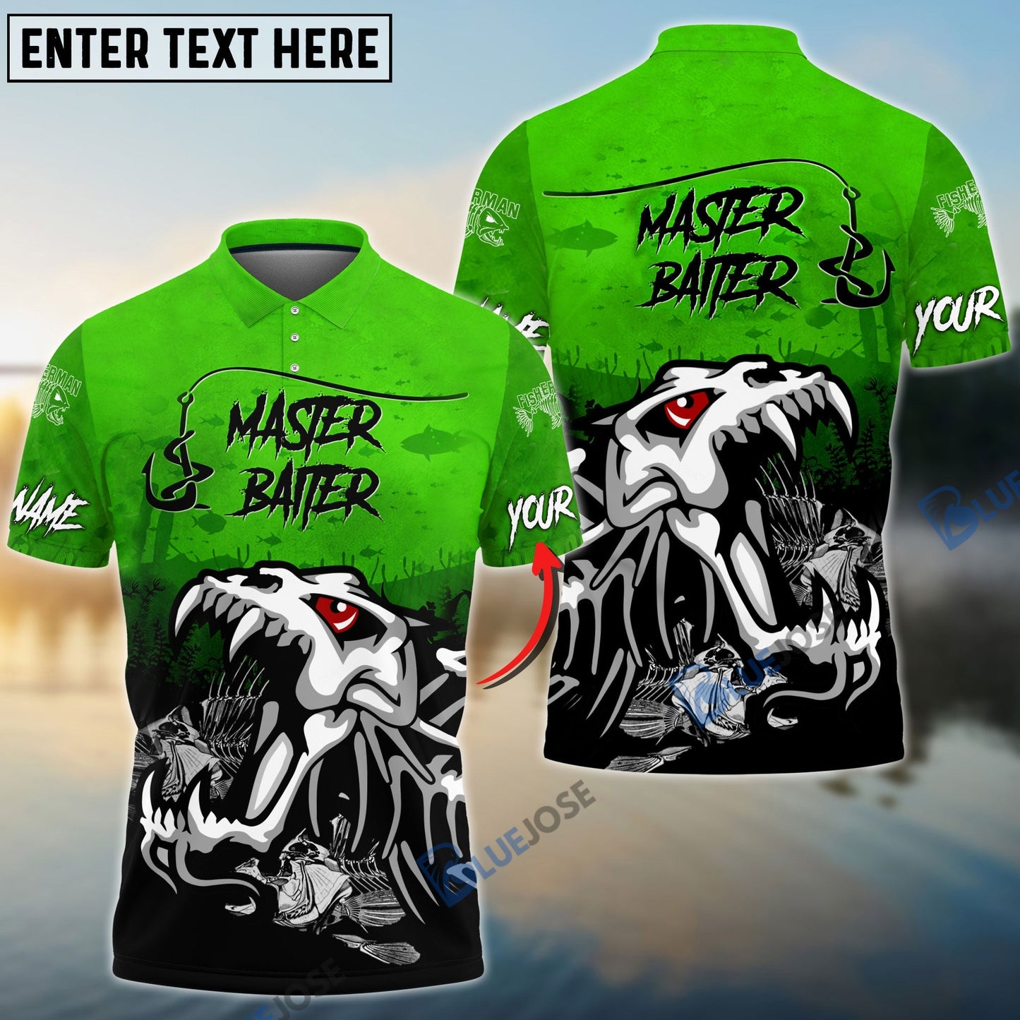 Frenzidea Master Baiter Green Custom Name 3D Shirts