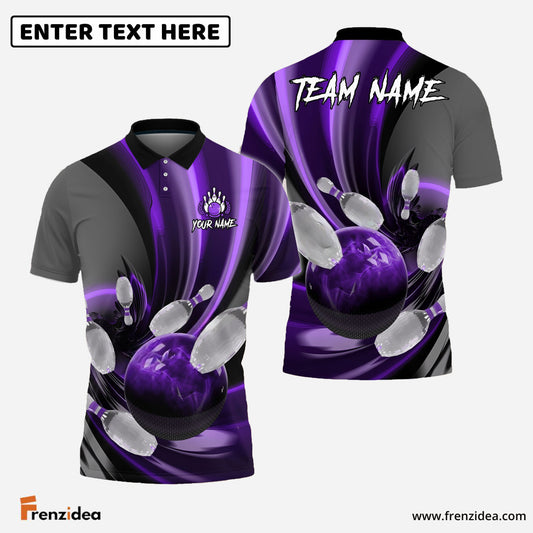 Frenzidea Bowling And Pins Glass Way Multicolor Customized Name 3D Shirt ( 4 Colors )