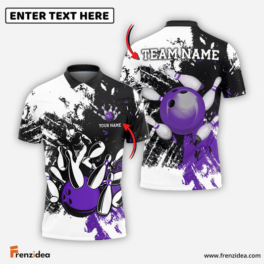 Frenzidea Bowling And Pins Grunge Retro Player Customized Name 3D Shirt (4 Colors)
