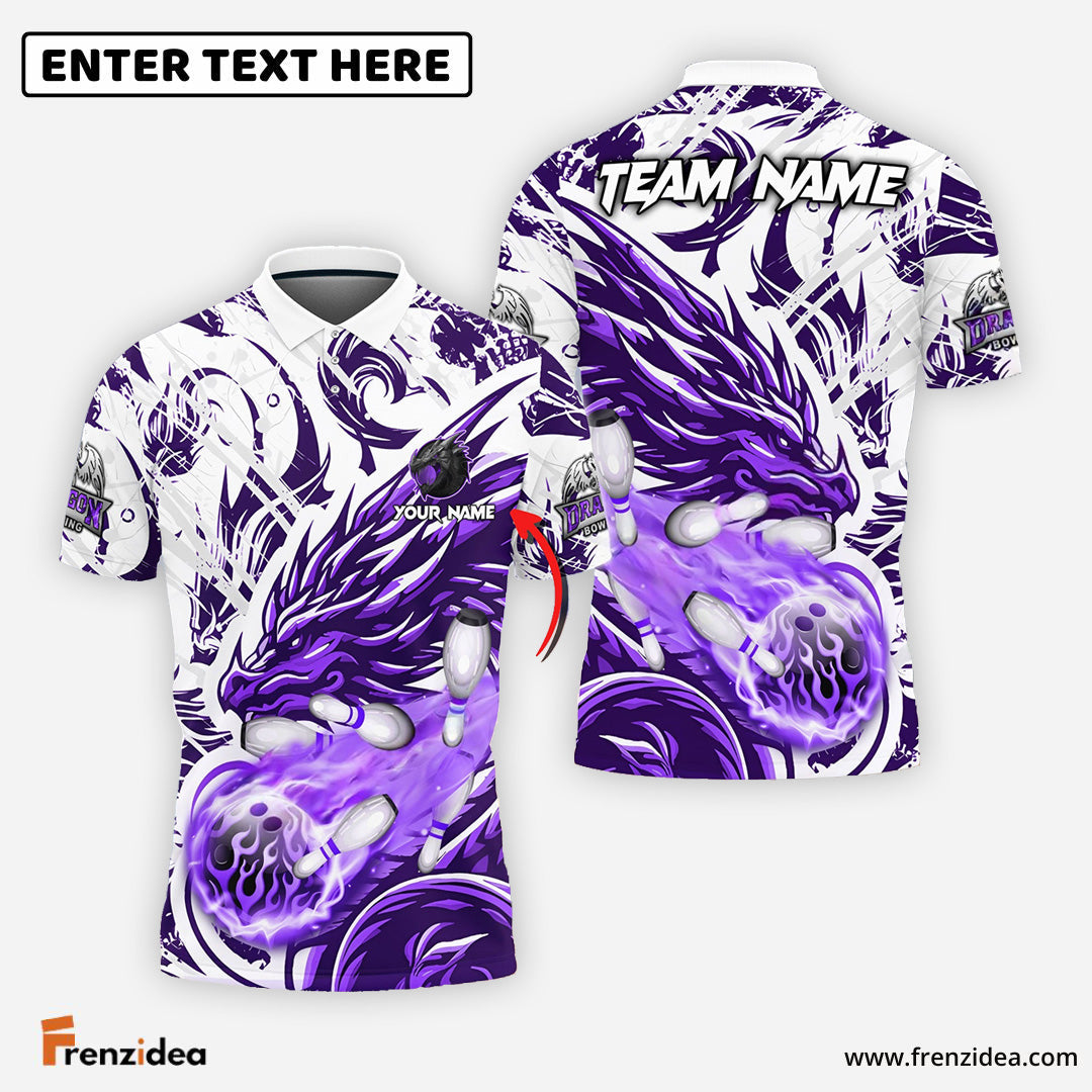 Frenzidea Bowling And Pins Blasting Dragon Customized Name 3D Shirt ( 6 Colors)