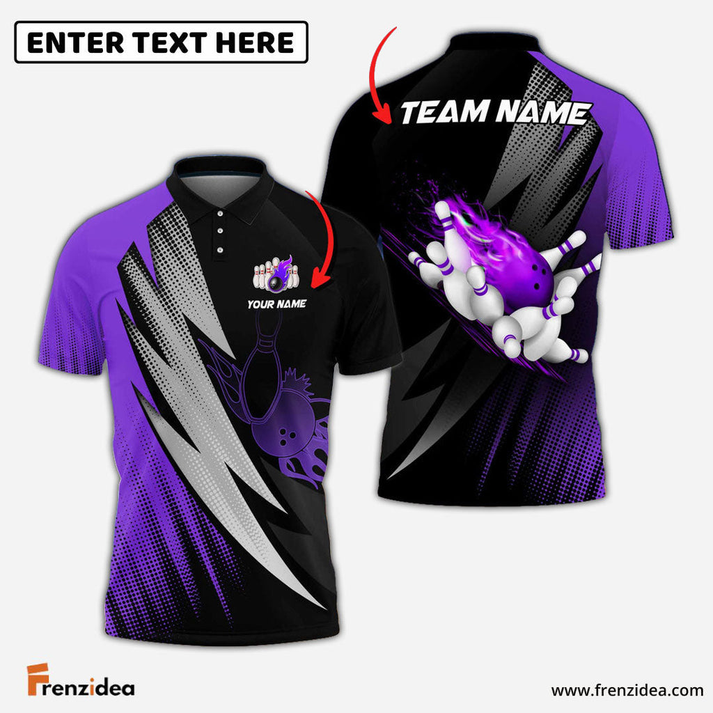 Frenzidea Thunder Polka Dot Motifs Bowling Personalized Name, Team Name 3D Shirt (4 Colors)