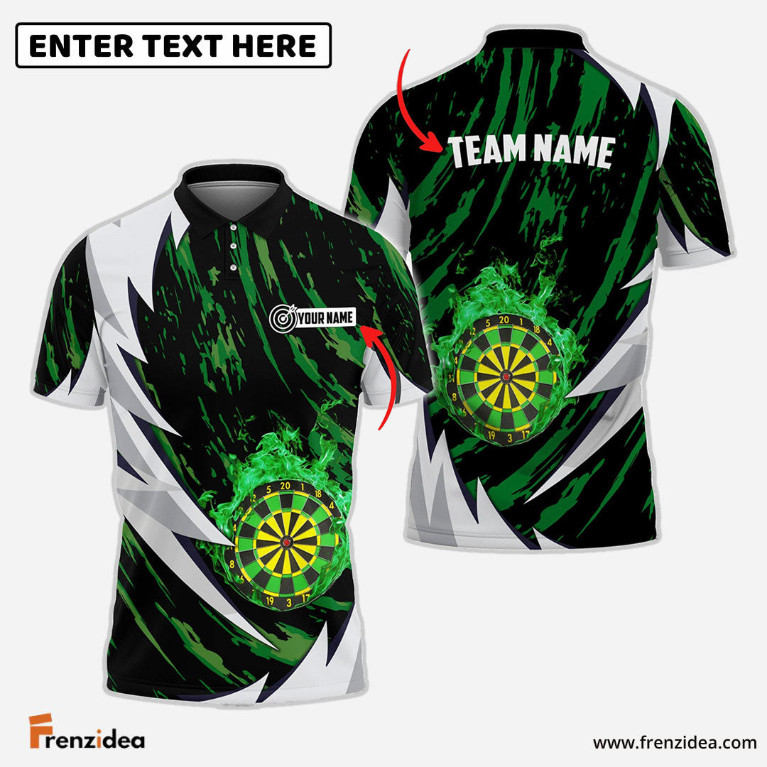 Frenzidea Dart Green Fire Personalized Name 3D Shirt