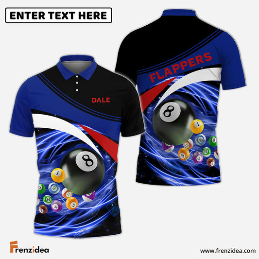 Frenzidea Billiards Navy, Red and White Personalized 3D Shirt