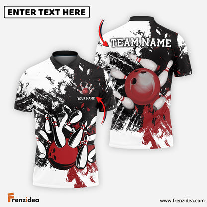 Frenzidea Bowling And Pins Grunge Retro Player Customized Name 3D Shirt (4 Colors)