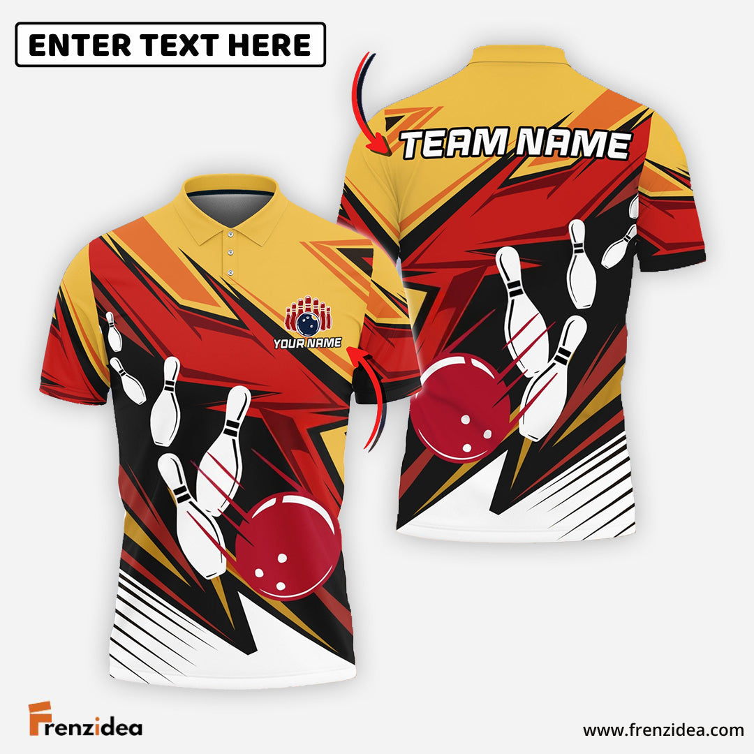 Frenzidea Bowling and Pins Strike Cubes Customized Name, Team Name 3D Shirt (4 Colors)