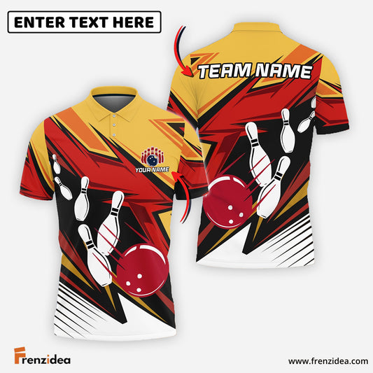 Frenzidea Bowling and Pins Strike Cubes Customized Name, Team Name 3D Shirt (4 Colors)