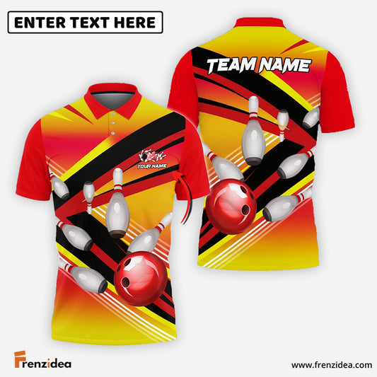 Frenzidea Bowling Strike Pins Customized Name, Team Name 3D Shirt ( 4 Colors )
