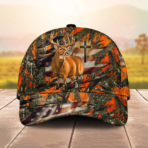 Frenzidea Cross And Deer Multicolor Personalized Cap