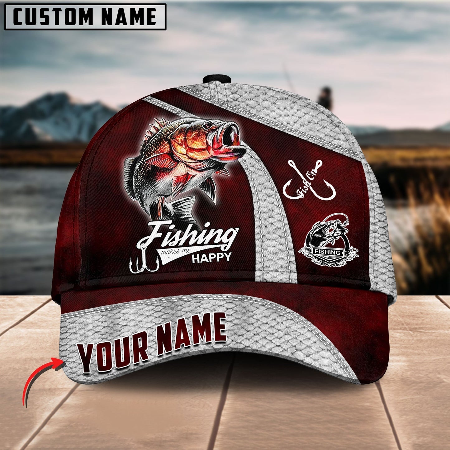 Frenzidea Personalized Fishing Classic Red Cap