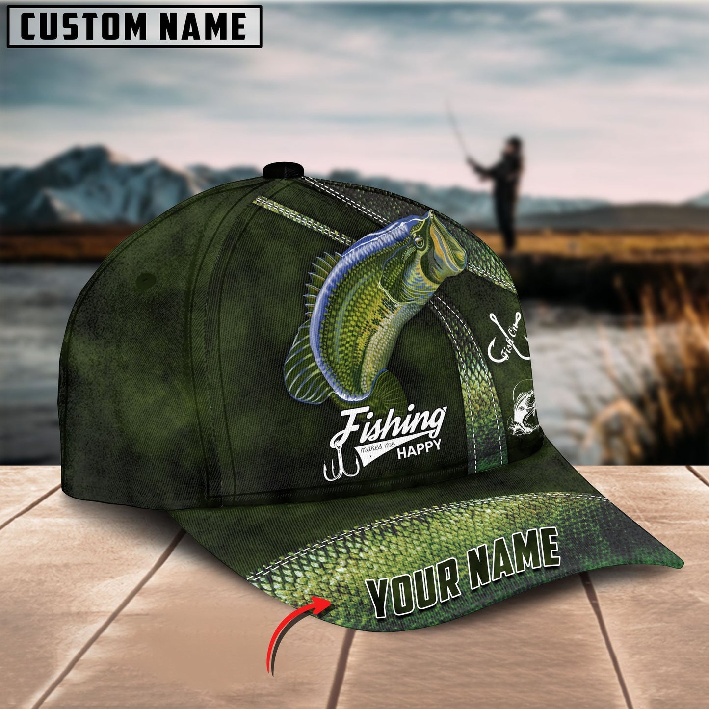 Frenzidea Personalized Largemouth Bass Fishing Classic Cap