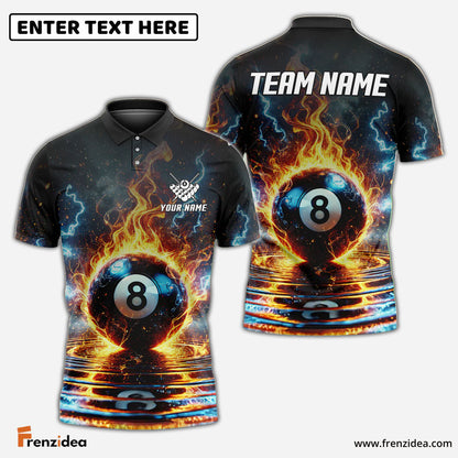 Frenzidea Billiards Ball 8 Pool Thunder Lightning Personalized Name, Team Name Unisex Shirt (4 Colors)