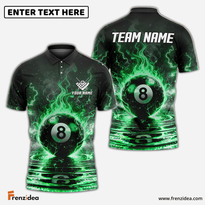 Frenzidea Billiards Ball 8 Pool Thunder Lightning Personalized Name, Team Name Unisex Shirt (4 Colors)