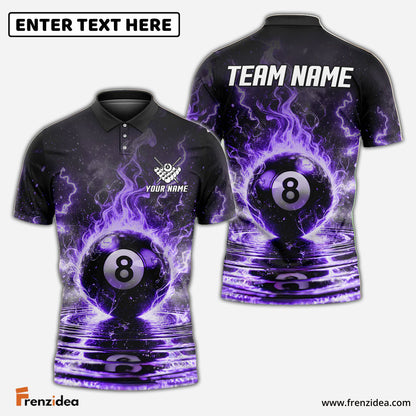Frenzidea Billiards Ball 8 Pool Thunder Lightning Personalized Name, Team Name Unisex Shirt (4 Colors)