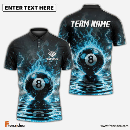 Frenzidea Billiards Ball 8 Pool Thunder Lightning Personalized Name, Team Name Unisex Shirt (4 Colors)