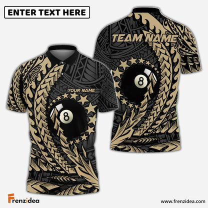 Frenzidea Billiards Ball 8 Maori Stars Personalized Name, Team Name Unisex Shirt (4 Colors)