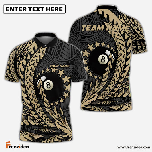 Frenzidea Billiards Ball 8 Maori Stars Personalized Name, Team Name Unisex Shirt (4 Colors)