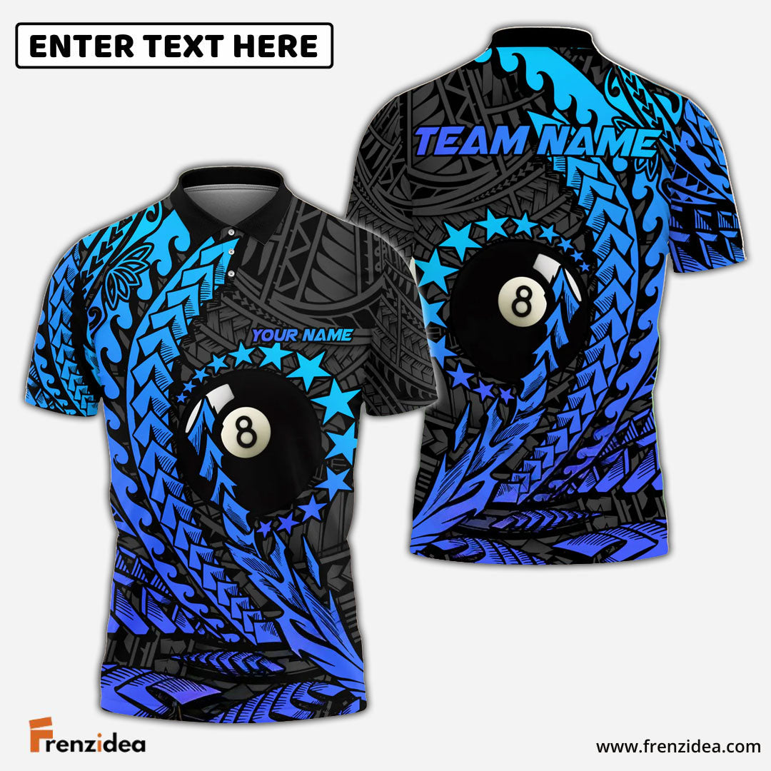 Frenzidea Billiards Ball 8 Maori Stars Personalized Name, Team Name Unisex Shirt (4 Colors)