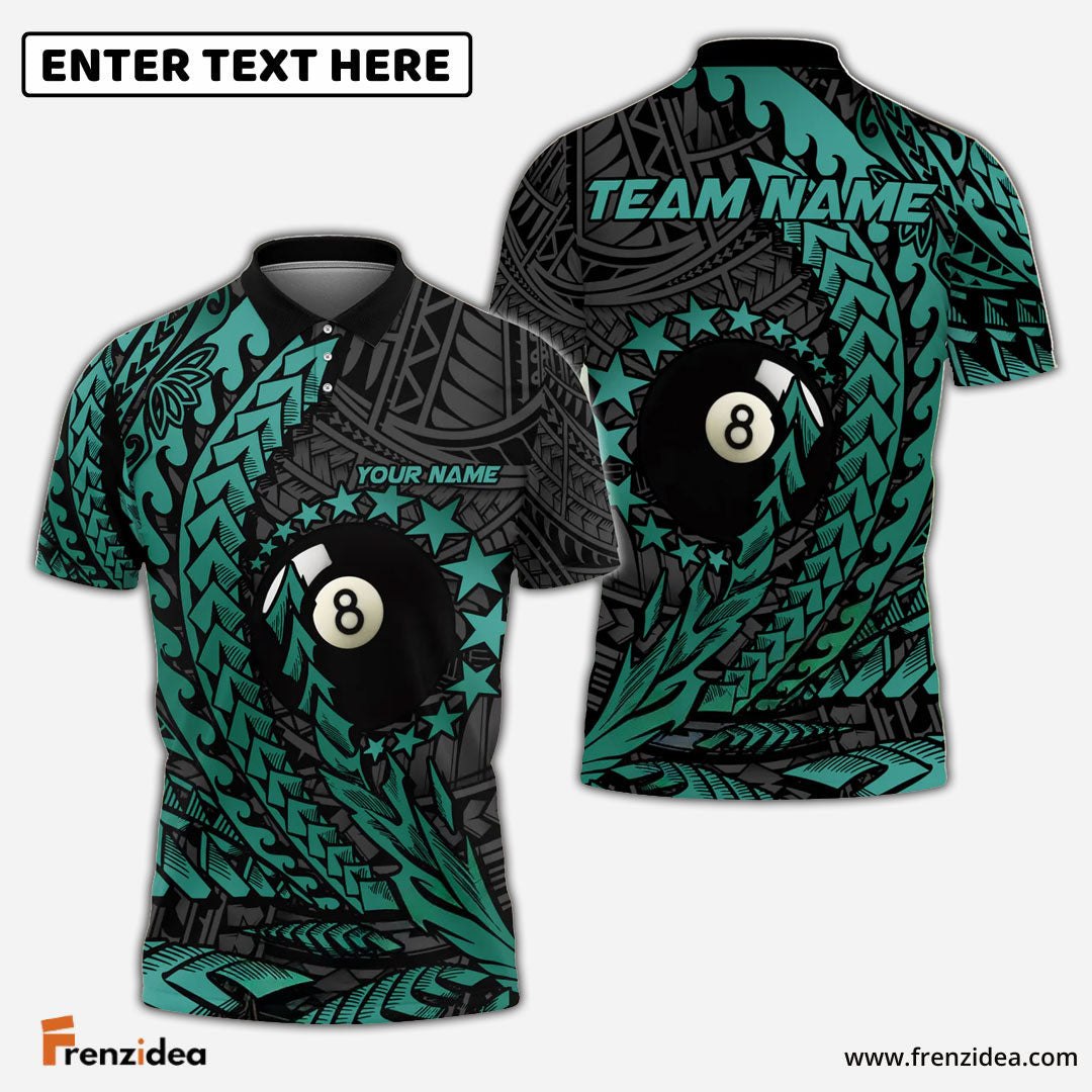 Frenzidea Billiards Ball 8 Maori Stars Personalized Name, Team Name Unisex Shirt (4 Colors)