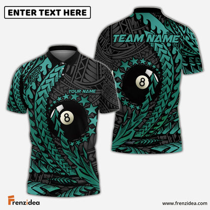 Frenzidea Billiards Ball 8 Maori Stars Personalized Name, Team Name Unisex Shirt (4 Colors)