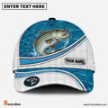 Frenzidea Custom Name Striped Bass Fishing Blue Water Pattern 3D Classic Cap