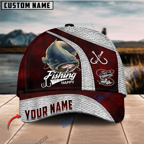 Frenzidea Personalized Catfish Fishing Classic Red Cap