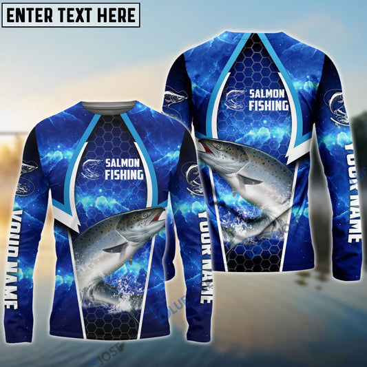 Frenzidea Salmon Fishing Blue Galaxy Custom Long Sleeves