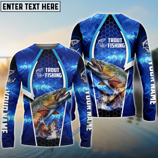 Frenzidea Trout Fishing Blue Galaxy Custom Long Sleeves