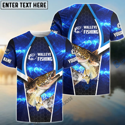 Frenzidea Walleye Fishing Blue Galaxy Custom Long Sleeves