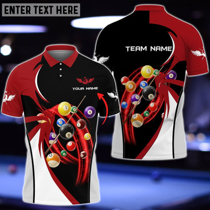 Frenzidea Red Black Billiard Customized Name, Team Name 3D Shirt