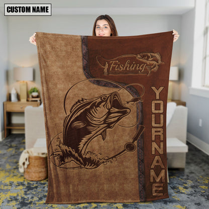 Frenzidea Custom Name Big Bass Fish Fishing Blanket