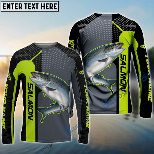 Frenzidea Personalized Salmon Fishing Green Line Sport Jersey Fishing Shirts