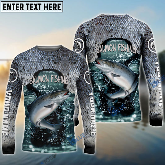 Frenzidea Salmon Fishing Grey Custom Long Sleeve Performance Fishing Long Sleeves