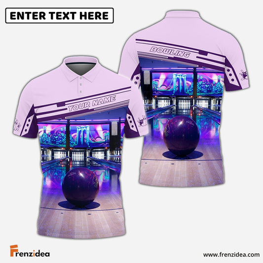Frenzidea Purple Bowling Ball Personalized Name 3D Shirt