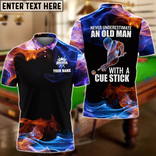 frenzidea Never Underestimate An Old Man With A Cue Stick Personalized Name 3D Shirt