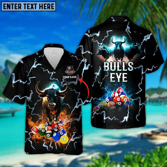 Frenzidea Bulls Eye Billiard Team Pool 8 Ball Personalized Name Hawaiian Shirt