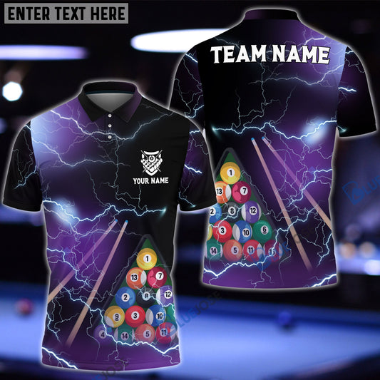 Frenzidea Billiard Thunder Lightning Personalized Name Shirt