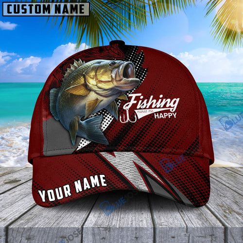 Frenzidea Personalized Premium Bass Fish Red Cap