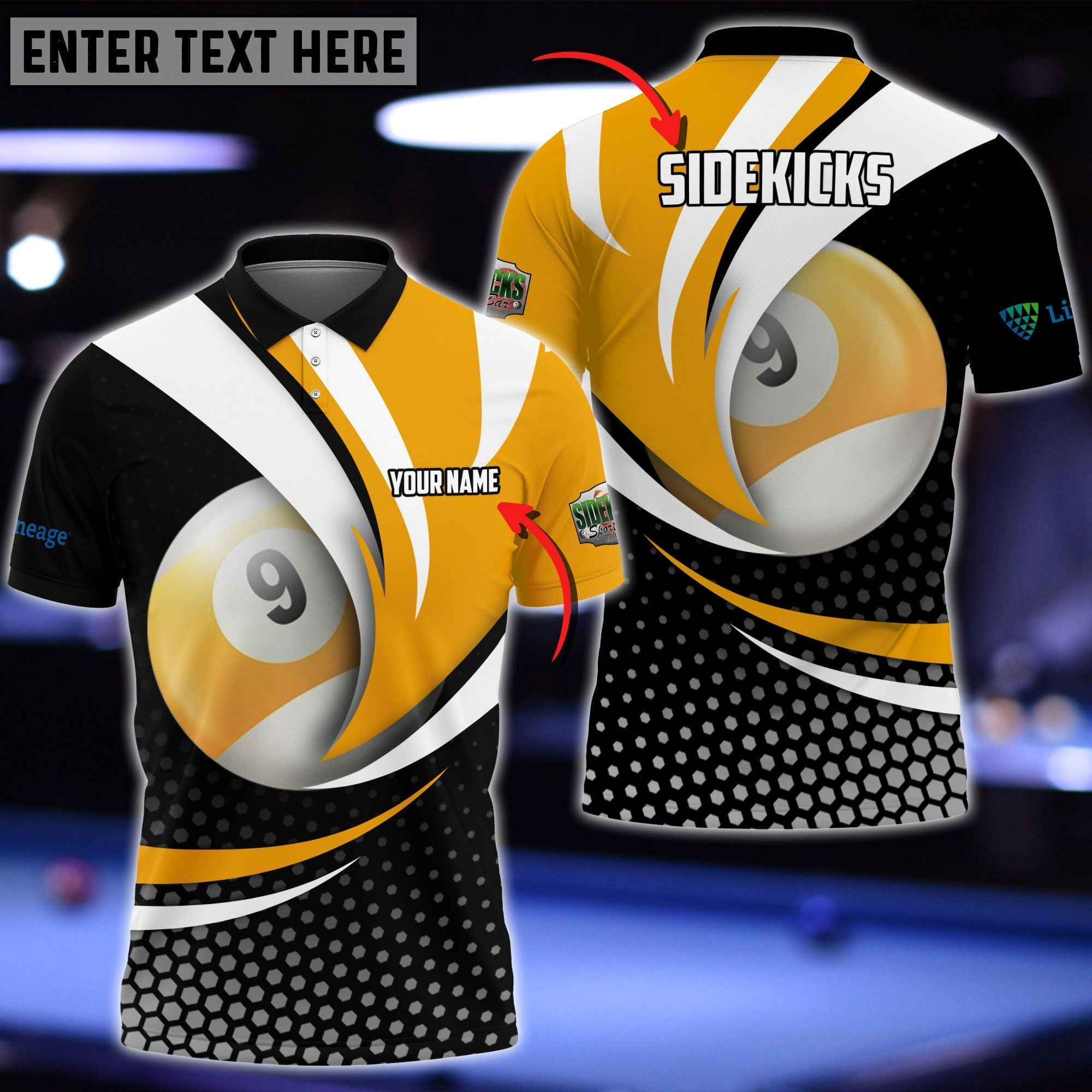 Frenzidea Personalized Name, Team Name Billiard Ball 9 Player Polo Shirt For Cristian Vazquez