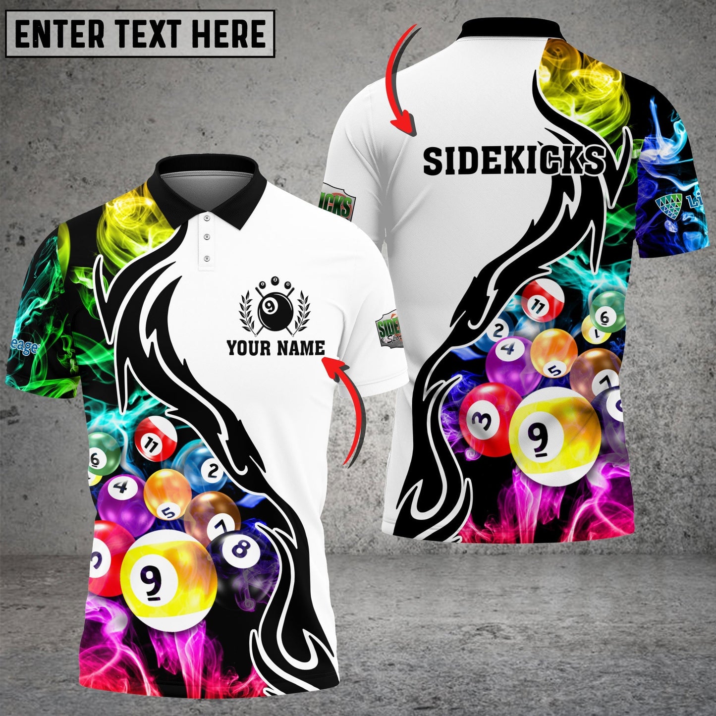 Frenzidea Personalized Name, Team Name Billiard Ball 9 Player Polo Shirt For Cristian Vazquez