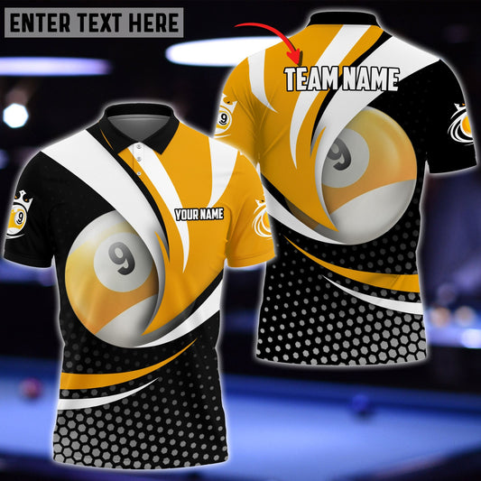 Frenzidea Personalized Name, Team Name Billiard Ball 9 Player 3D Shirt