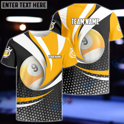 Frenzidea Personalized Name, Team Name Billiard Ball 9 Player 3D Shirt