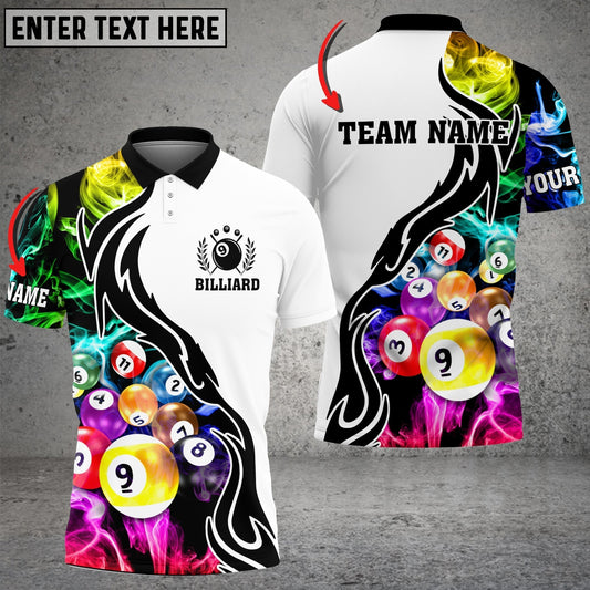 Frenzidea Billiard 9 Ball Multicolor Smoke Pattern Customized Name 3D Shirt