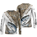 Frenzidea Salmon Fishing White And Grass Camo Sport Custom Name & Team Name 3D Shirts